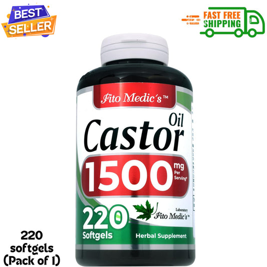 Castor Oil 1500Mg | 220 Softgel Pills | Non-Gmo, Castor Oil Pills | 1500 Mg ...