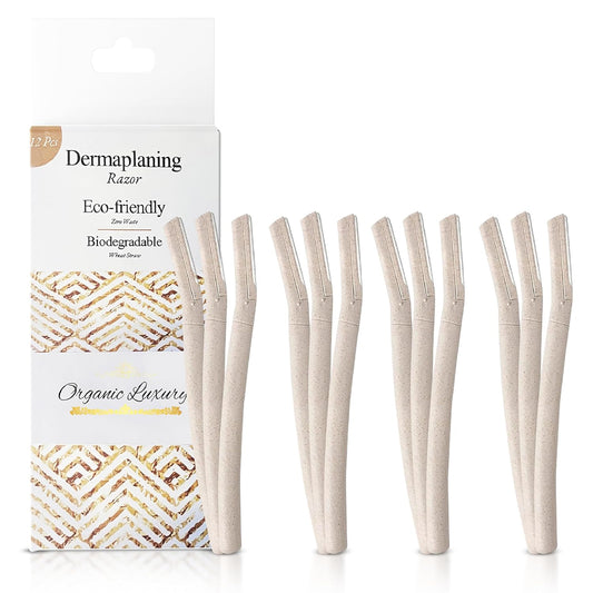 Dermaplane Face Razor Tool - Biodegradable- Swedish Stainless Steel-For Exfoliation and Hair Removal- Men and Woman -12 Pc.
