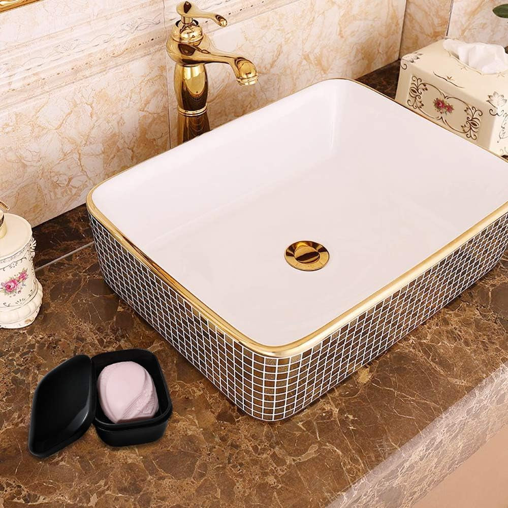 Soap Dish Soap Box Soap Holder 2 Pack Soap Container for Shower, Waterproof Portable Soap Case Tray for Traveling, Car, Home, Outdoor, Camping, Gym (Black)
