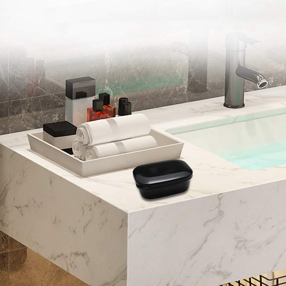 Soap Dish Soap Box Soap Holder 2 Pack Soap Container for Shower, Waterproof Portable Soap Case Tray for Traveling, Car, Home, Outdoor, Camping, Gym (Black)
