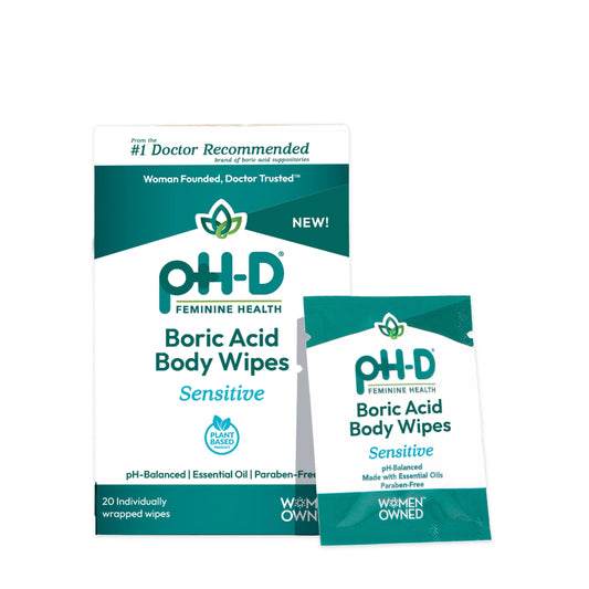 Boric Acid Body Wipes, Ph-Balanced Travel Friendly Wipes, 20 Count